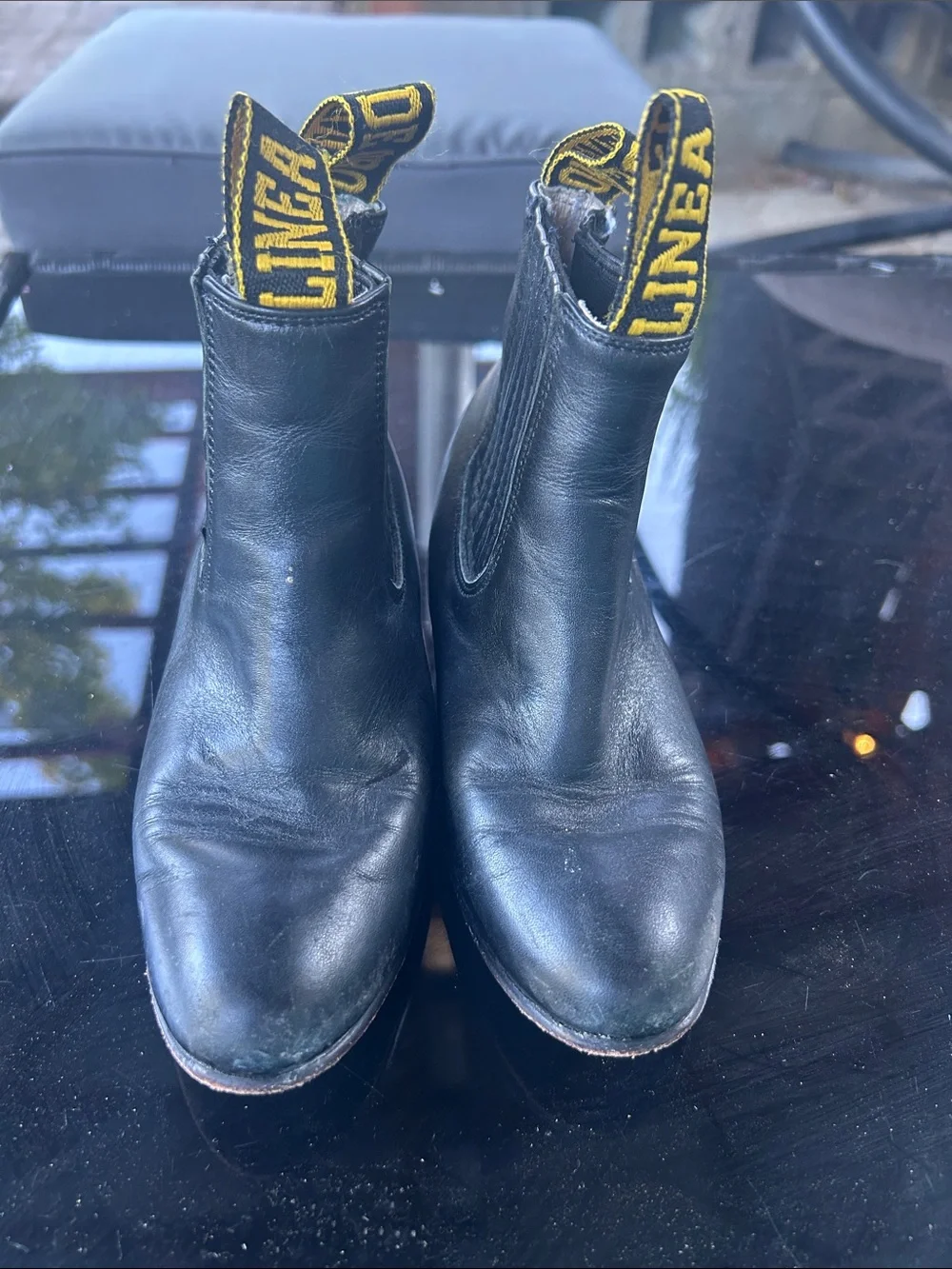 Linea de Oro Kids Black Genuine Leather Cowboy Boots ✨GUC✨Size 12T